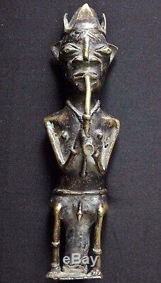 Benin Bronze Old Smoking Pipe Antique African African Sculpture Art