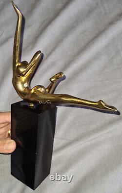 Bernard RIVES gilded bronze sculpture Stylized nude woman contemporary art