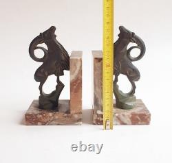 Binmoran Bookends Animal Sculpture Ibex Bronze Signed Art Deco
