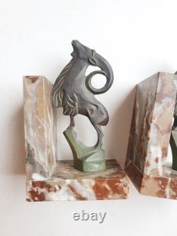 Binmoran Bookends Animal Sculpture Ibex Bronze Signed Art Deco Binmoran Bookends Animal Sculpture Ibex Bronze Signed Art Deco