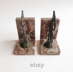 Binmoran Bookends Animal Sculpture Ibex Bronze Signed Art Deco