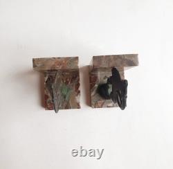 Binmoran Bookends Animal Sculpture Ibex Bronze Signed Art Deco