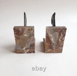 Binmoran Bookends Animal Sculpture Ibex Bronze Signed Art Deco