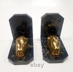 Bookends Animal Sculpture Rabbit Signed Lucien Alliot Said Luc Bronze Art