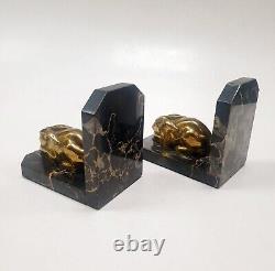 Bookends Animal Sculpture Rabbit Signed Lucien Alliot Said Luc Bronze Art