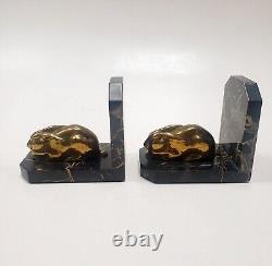 Bookends Animal Sculpture Rabbit Signed Lucien Alliot Said Luc Bronze Art