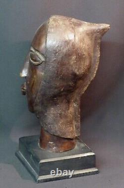 Breathtaking African Art: Superb Antique Bronze Sculpture Face Bust Head 4.7kg 35cm