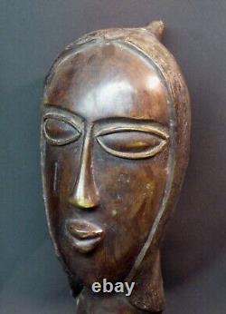 Breathtaking African Art: Superb Antique Bronze Sculpture Face Bust Head 4.7kg 35cm