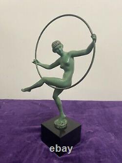 Briand Sculpture Bronze Dancer Au Cerceau Art Deco Edition Max Leverrier