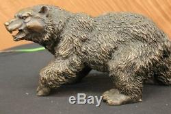 Broad And Ferocious Bear By Barye Art Deco Wildlife Bronze Statue