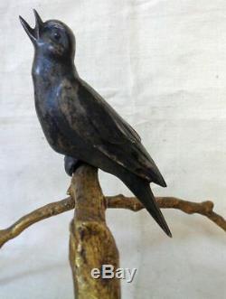 Bronze Animal Art Deco. A Nightingale On A Branch. J. Editor Brault