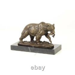 Bronze Animal Art Deco Statue Sculpture Bear Grizzly Marble Dssl-39
