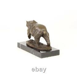 Bronze Animal Art Deco Statue Sculpture Bear Grizzly Marble Dssl-39