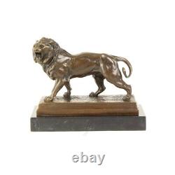 Bronze Animal Art Deco Statue Sculpture Lion Marble Dsbr-206