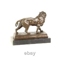 Bronze Animal Art Deco Statue Sculpture Lion Marble Dsbr-206