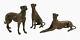 Bronze Animal Art Sculpture 3 Dogs Greyhound Hunt Decoration 15x18 Cm