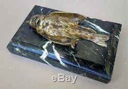 Bronze Animal Bird Signed Comolera Susses Brothers On Marble Art Deco 19th