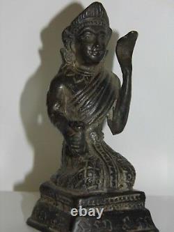 Bronze Antique Sculpture Art Shiva Position A Genoux Rectangular Socle 18th