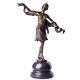 Bronze Art Deco Dancer Sculpture On Black Marble After Kernalan