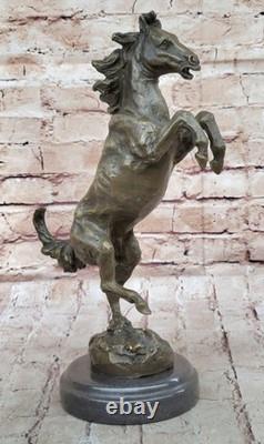 Bronze Art Deco Decorative Sculpture of a Rearing Horse Figurine Signed