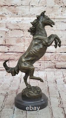 Bronze Art Deco Decorative Sculpture of a Rearing Horse Figurine Signed