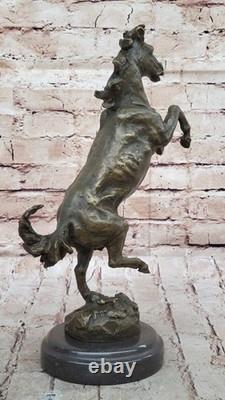 Bronze Art Deco Decorative Sculpture of a Rearing Horse Figurine Signed