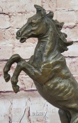 Bronze Art Deco Decorative Sculpture of a Rearing Horse Figurine Signed