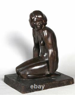 Bronze Art Deco, Marcel Bouraine 1886/1948, Nude Sitting Around 1920