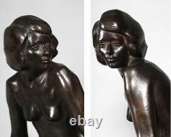 Bronze Art Deco, Marcel Bouraine 1886/1948, Nude Sitting Around 1920
