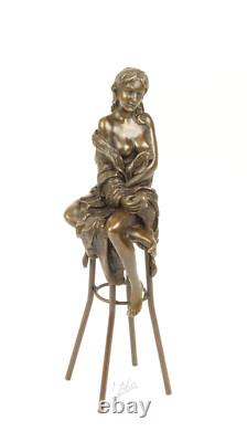 Bronze Art Deco Nouveau Woman Bar Stool Sculpture Statue DSBJ-12 Modern