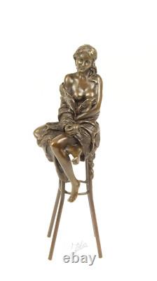 Bronze Art Deco Nouveau Woman Bar Stool Sculpture Statue DSBJ-12 Modern