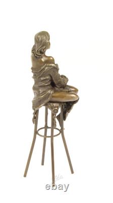 Bronze Art Deco Nouveau Woman Bar Stool Sculpture Statue DSBJ-12 Modern
