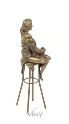 Bronze Art Deco Nouveau Woman Bar Stool Sculpture Statue DSBJ-12 Modern