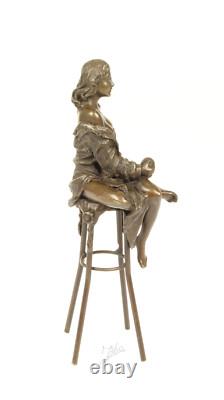 Bronze Art Deco Nouveau Woman Bar Stool Sculpture Statue DSBJ-12 Modern