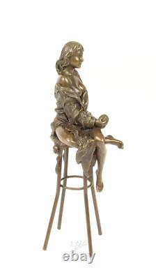 Bronze Art Deco Nouveau Woman Bar Stool Sculpture Statue DSBJ-12 Modern