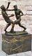 Bronze Art Deco Sculpture Boxer Sport Figurine Bookend For Sale