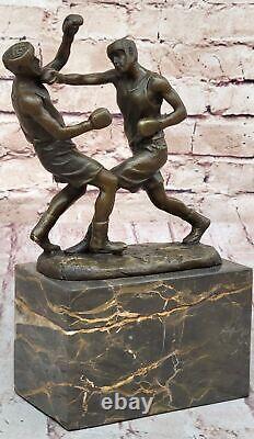 Bronze Art Deco Sculpture Boxer Sport Figurine Bookend For Sale