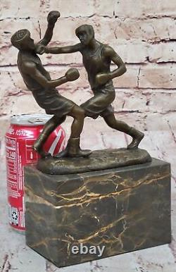 Bronze Art Deco Sculpture Boxer Sport Figurine Bookend For Sale