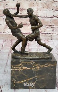 Bronze Art Deco Sculpture Boxer Sport Figurine Bookend For Sale