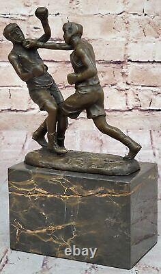 Bronze Art Deco Sculpture Boxer Sport Figurine Bookend For Sale