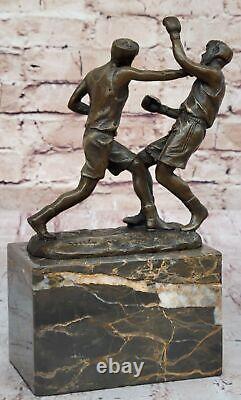 Bronze Art Deco Sculpture Boxer Sport Figurine Bookend For Sale