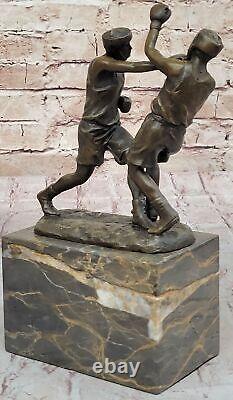 Bronze Art Deco Sculpture Boxer Sport Figurine Bookend For Sale