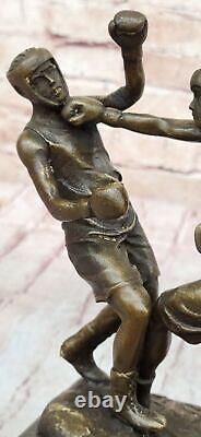 Bronze Art Deco Sculpture Boxer Sport Figurine Bookend For Sale