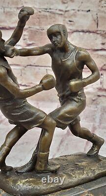 Bronze Art Deco Sculpture Boxer Sport Figurine Bookend For Sale