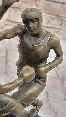 Bronze Art Deco Sculpture Boxer Sport Figurine Bookend For Sale