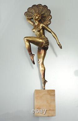 Bronze Art Deco Sculpture signed H. Mollins Dancer with Fan CIRCA 1920