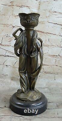 Bronze Art Deco Sexy Girl Chandelier Candleholder Cast Sculpture Figurine Nr