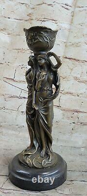 Bronze Art Deco Sexy Girl Chandelier Candleholder Cast Sculpture Figurine Nr