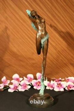 Bronze Art Deco Statue Figure Ornament Girl By Aldo Vitaleh Sculpture