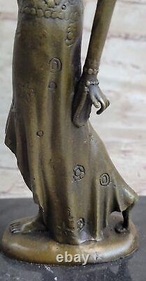 Bronze Art Deco Statue of a Dancing Girl Sculpture, Signed D.H. Figurine